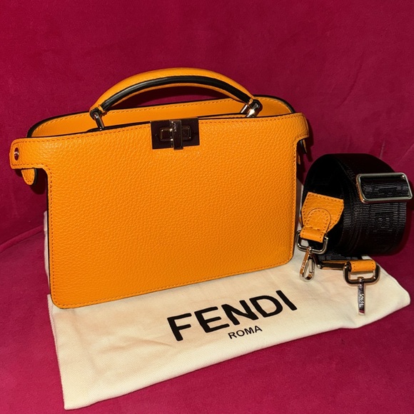 Fendi Cuoio Romano Vitello Cover Bi-Color Peekaboo I See U X Cross Satchel - Picture 3 of 16
